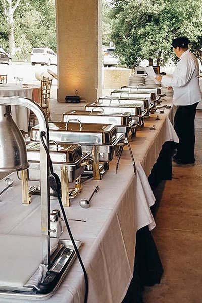 Chef-attended buffet under the covered terrace